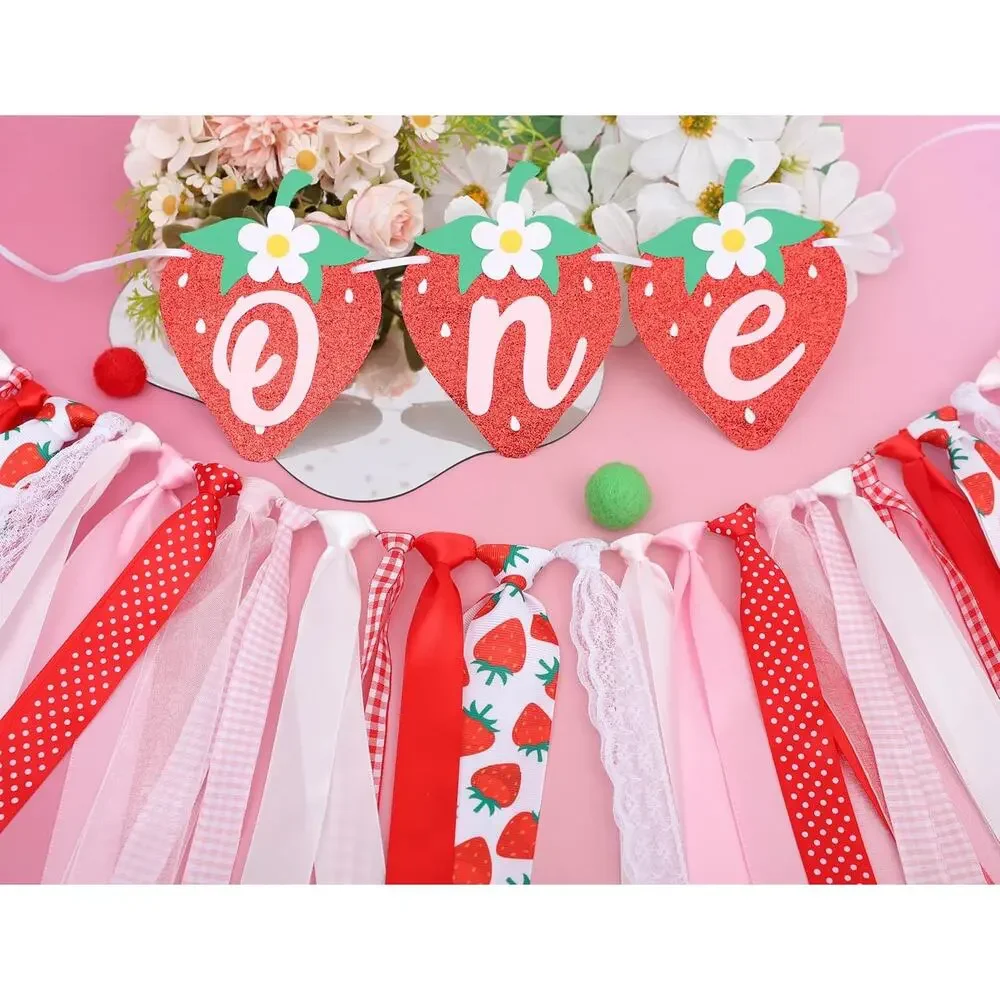 Strawberry 1st Birthday High Chair Banner